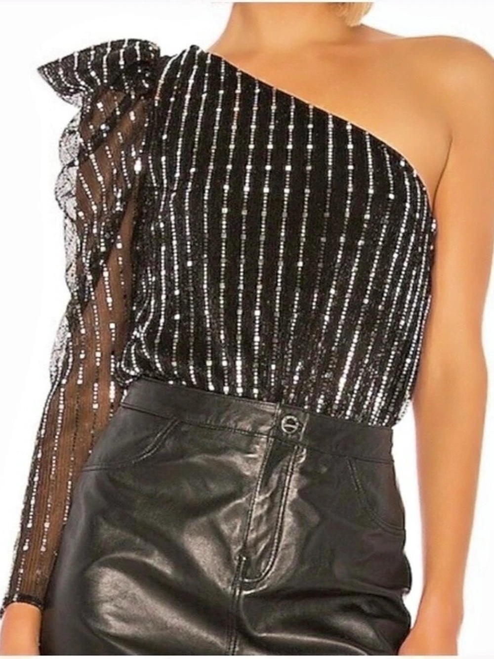 Lovers + Friends One-Shoulder Sequin Bodysuit
